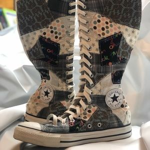 Converse knee high limited edition patch work